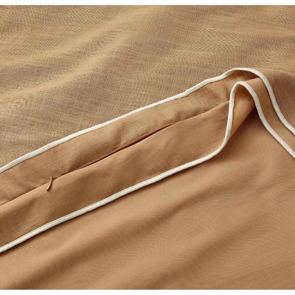 Queen Double Flange Merrow Stitch Duvet Cover & Sham Set Camel/Off-White McGee